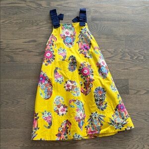 Anthropologie Yellow Floral Dress with Blue Accents